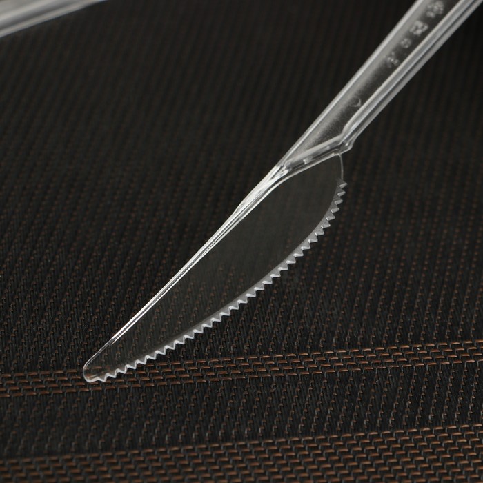 Нож одноразовый 18 см "Премиум", цвет прозрачный, набор 6 шт/уп.
