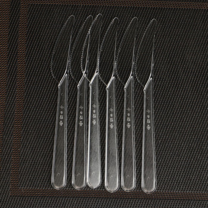 Нож одноразовый 18 см "Премиум", цвет прозрачный, набор 6 шт/уп.