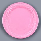 Набор бумажной посуды одноразовый: 6 тарелок, 6 стаканов, цвет розовый - фото 4612537