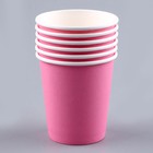 Набор бумажной посуды одноразовый: 6 тарелок, 6 стаканов, цвет розовый - фото 4612540