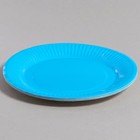 Набор бумажной посуды одноразовый: 6 тарелок, 6 стаканов, цвет голубой - фото 4612547