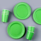 Набор бумажной посуды: 6 тарелок, 6 стаканов, цвет зелёный - фото 4650361