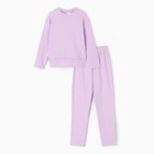Костюм для девочки (свитшот, брюки) MINAKU цвет лиловый, рост 128 см - Фото 6