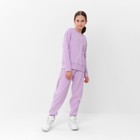 Костюм для девочки (свитшот, брюки) MINAKU цвет лиловый, рост 146 см - фото 26458287