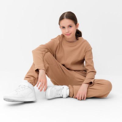 Костюм для девочки (свитшот, брюки) MINAKU, бежевый, рост 164 см