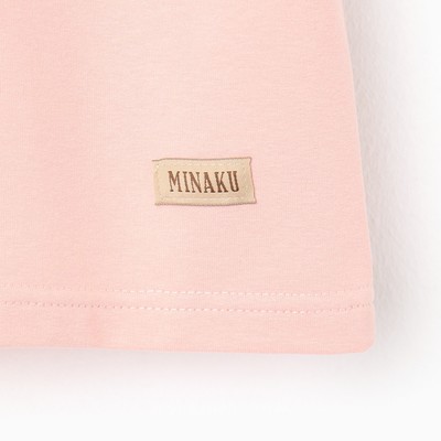 Костюм детский (футболка, шорты) MINAKU, бежевый/графит, рост 98 см