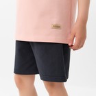 Костюм детский (футболка, шорты) MINAKU, бежевый/графит, рост 110 см - фото 46449039