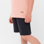 Костюм детский (футболка, шорты) MINAKU, бежевый/графит, рост 134 см - фото 49612760