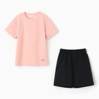 Костюм детский (футболка, шорты) MINAKU, бежевый/графит, рост 158 см - Фото 6