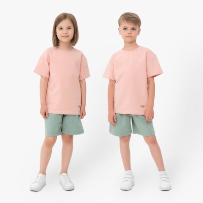 Костюм детский (футболка, шорты) MINAKU цвет бежевый/ олива, рост 98 см