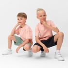 Костюм детский (футболка, шорты) MINAKU, бежевый/олива, рост 116 см - фото 22332537