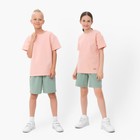 Костюм детский (футболка, шорты) MINAKU цвет бежевый/ олива, рост 140 см - фото 26585732