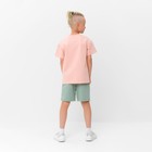 Костюм детский (футболка, шорты) MINAKU, бежевый/олива, рост 140 см - Фото 3