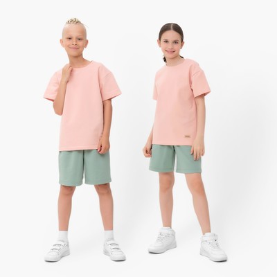 Костюм детский (футболка, шорты) MINAKU цвет бежевый/ олива, рост 158 см