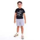 Комплект (футболка/шорты) для мальчика, цвет черный/серый, рост 110-116 см - фото 319579387