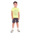 Комплект (футболка/шорты) для мальчика, цвет лайм/серый, рост 110-116 см - фото 319579423