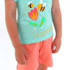 Комплект (футболка/шорты) для девочки, цвет зеленый/коралл, рост 128-134 см - Фото 3