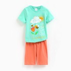Комплект (футболка/шорты) для девочки, цвет зеленый/коралл, рост 128-134 см - Фото 7