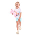 Комплект (футболка/шорты) для девочки, цвет молочный/серо-голубой, рост 104-110 см - Фото 4