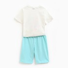Комплект (футболка/шорты) для девочки, цвет молочный/серо-голубой, рост 104-110 см - Фото 6