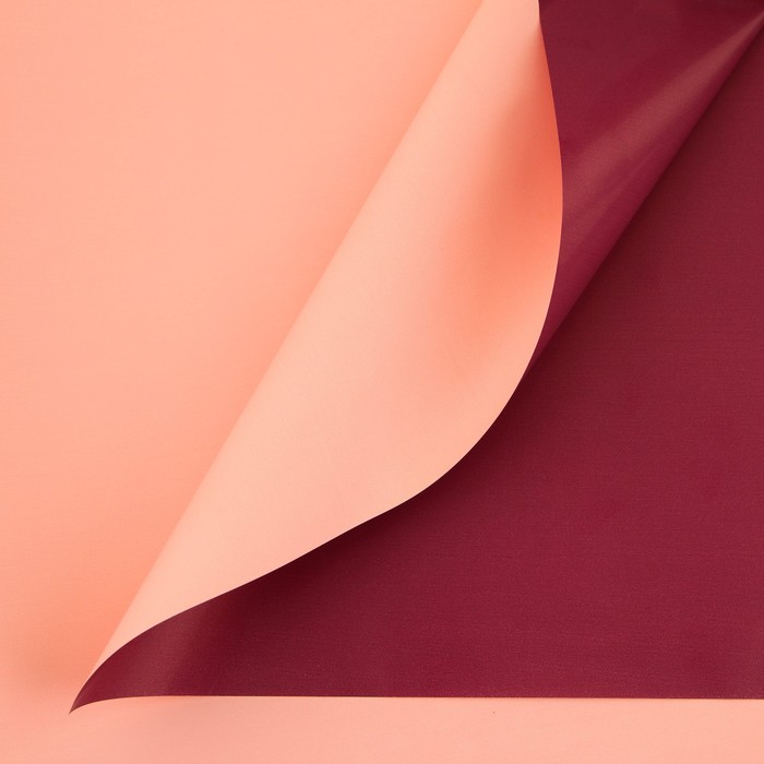 Плёнка для цветов упаковочная пудровая двусторонняя «Бордо + персик», 50 мкм 0.5 х 10 м - Фото 1