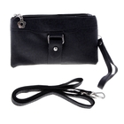 Клатч-кошелек "Корри" 2 отдела на молнии, наружный карман, ручка, длинный ремень, черный - Фото 1