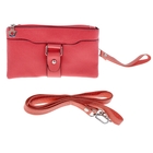Клатч-кошелек "Корри" 2 отдела на молнии, наружный карман, ручка, длинный ремень, коралловый - Фото 1