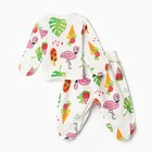 Комплект детский (распашонка, ползунки), цвет белый/фламинго, рост 62 см 9704228