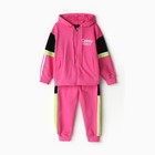 Костюм для девочки (толстовка/брюки), цвет розовый, рост 98-104см - фото 24248741