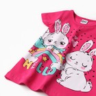 Комплект (футболка, велосипедки) для девочки, цвет малиновый, рост 110 см - фото 24157060