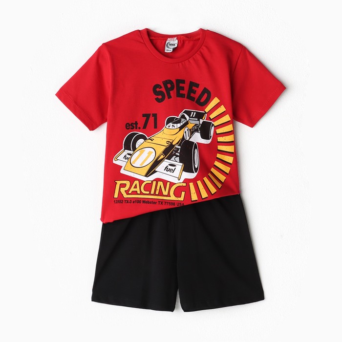 Комплект (футболка/шорты) для мальчика, цвет ярко-красный, рост 104 см