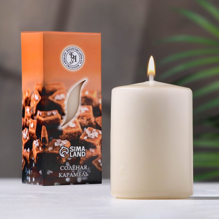 Свеча ароматическая "Соленая карамель", 4×6 см, в коробке - Фото 1