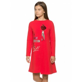 Платье для девочек, рост 128 см, цвет красный