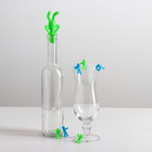 Набор для вина: пробка для бутылки, 6 маркеров для бокалов, цвета МИКС - Фото 1