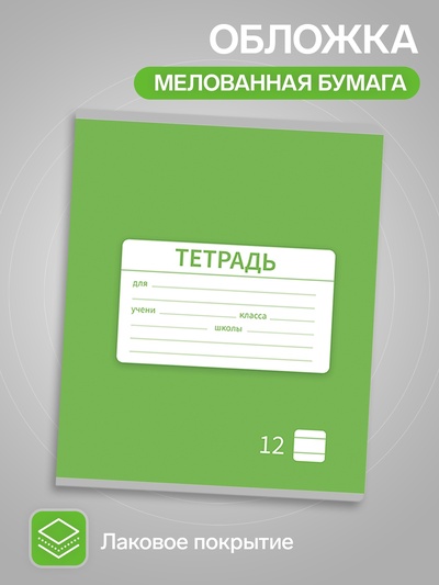 Тетрадь 12 листов линейку, Calligrata «Однотонная Новая Школьная. Эконом», МИКС