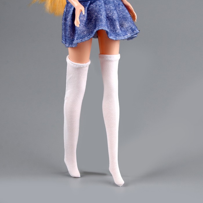 Гольфы выше колена для куклы, цвет белый - фото 1907751991