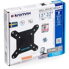 Кронштейн Kromax VEGA-3, для ТВ, фиксированный, 15-32", до 20 кг, 9 мм от стены, черный 9777753 - фото 16456675