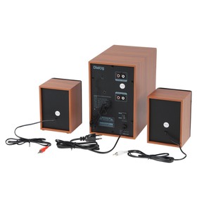 

УЦЕНКА Компьютерные колонки 2.1 Dialog AP-150, 2 х 5Вт + 10Вт, MP3, пульт ДУ, 220В, коричневые 95166