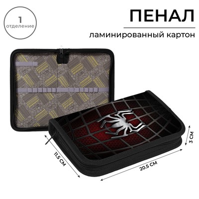 Пенал школьный, 1 секция, 11.5×20.5×3 см «Паук»