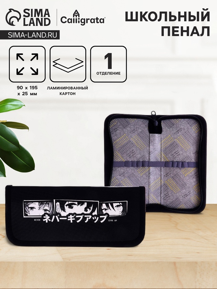 Пенал школьный, 1 секция, 9×19.5×2.5 см «Аниме» - Фото 1
