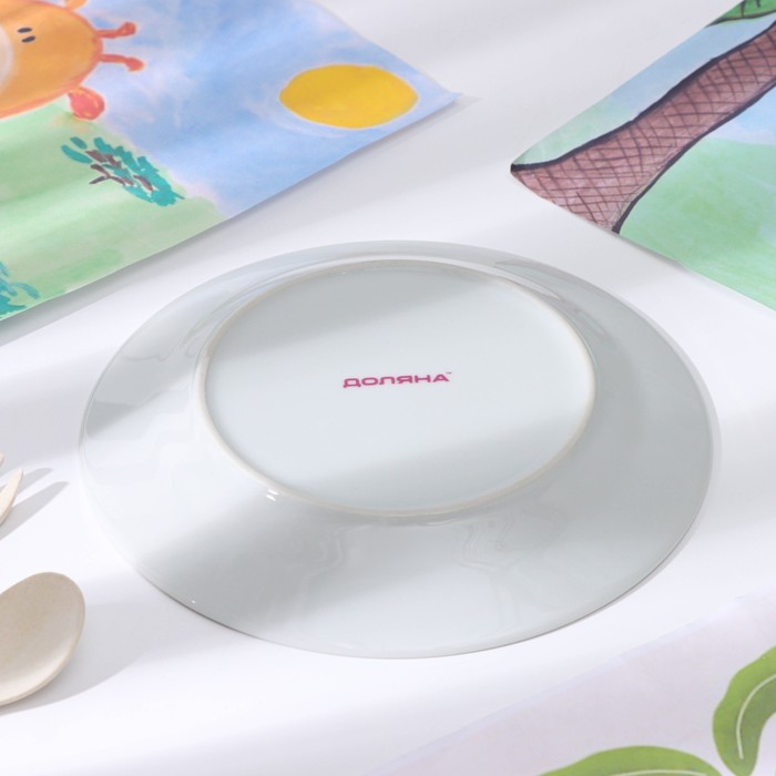 Набор детской посуды из керамики Доляна «Милый зайка», 3 предмета: кружка 230 мл, миска 400 мл, тарелка d=18 см, цвет белый - фото 1910687314