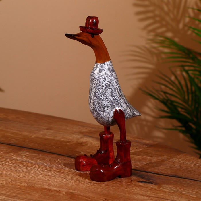 Сувенир «Утка в сером», 27 см, дерево