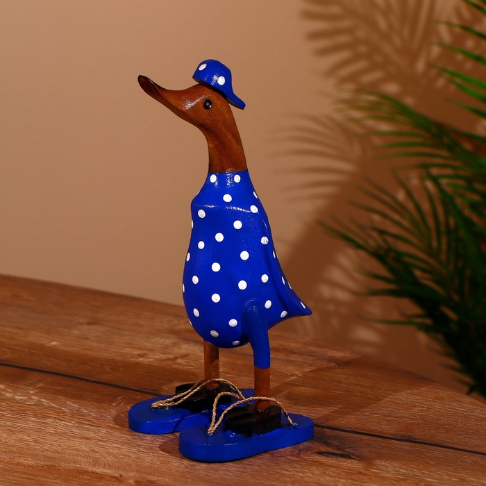 Сувенир «Утка в шлёпках», 25 см, дерево, синий