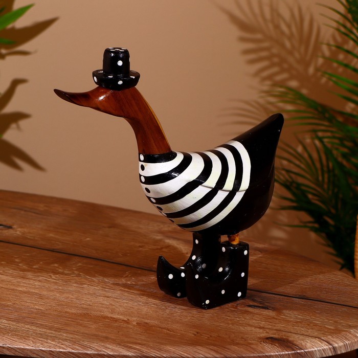 Сувенир «Уточка в ч/б», 25×7×25 см, дерево