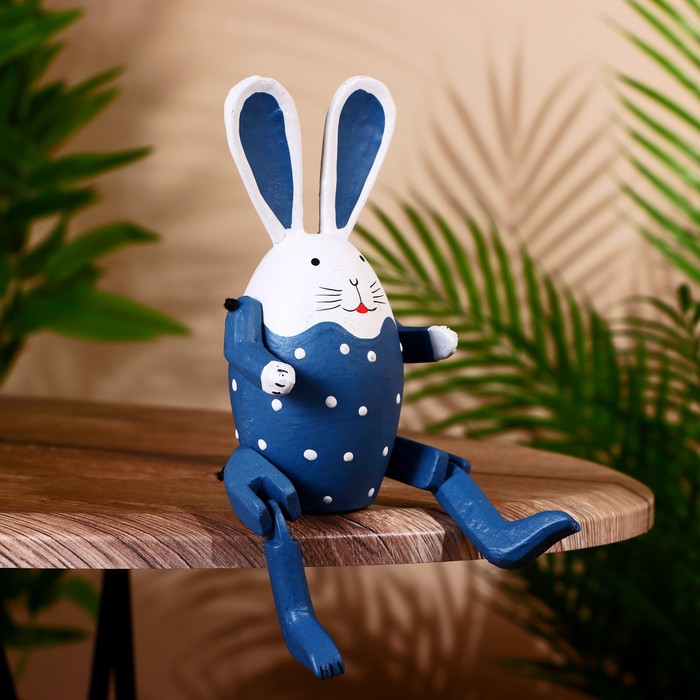 Сувенир "Кролик" висячие лапки, дерево 20 см, синий - Фото 1