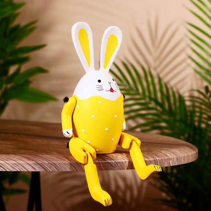 Сувенир "Кролик" висячие лапки, дерево 20 см, жёлтый - Фото 1