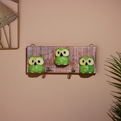 Вешалка «Совушки», 30 см, 2 крючка, дерево