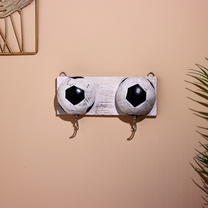 Вешалка «Футбол», 25 см, 2 крючка, дерево - Фото 1