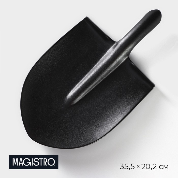 Блюдо фарфоровое для подачи Magistro Carbon «Лопатка», 35,5×20,2 см, цвет чёрный - Фото 1
