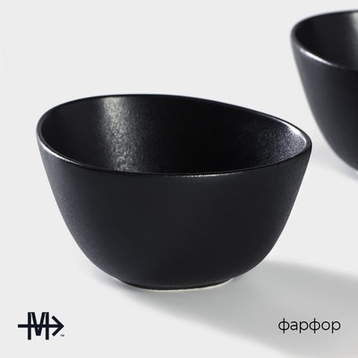 Салатники Magistro Carbon, набор 2 шт., 300 мл, 12×10.5 см, фарфор, чёрный